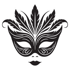 Elegant Venetian Mask Silhouette Vector Art for Festive Occasions