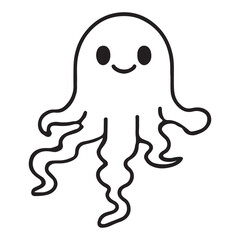 Cartoon octopus silhouette illustration for kids sea animal