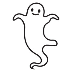 Fototapeta premium Cute Ghost Cartoon Silhouette Vector Illustration for Halloween Decor