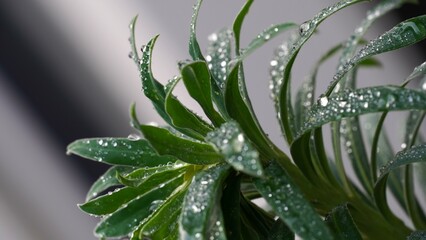 closeup of plant with drops of water 