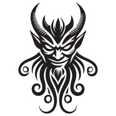 Detailed Devil Silhouette Face Vector Illustration Design Elements