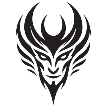recommend clip art: Menacing Devil Face Silhouette Vector Illustration Horned Demon Design