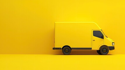 Yellow delivery van on yellow background (8)