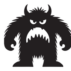 Furry Monster Silhouette Vector Illustration for Creative Halloween
