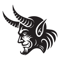 Sinister Devil Head Silhouette Vector Illustration Horned Demon Design