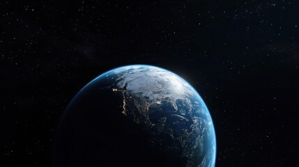 Obraz premium A close up of the Earth with a bright blue sky and a dark blue ocean