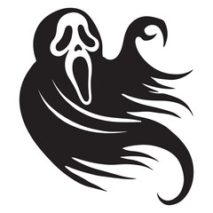 Creepy Scream Ghost Silhouette Vector Art Halloween Spooky Design