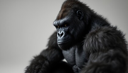 Fototapeta premium Powerful Gorilla Portrait Capturing Strength and Majesty in a Studio Setting