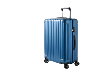 Compact blue travel suitcase with modern design