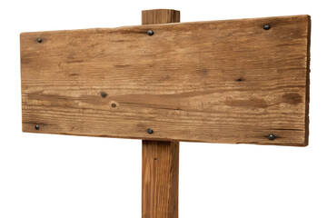 Wooden sign on a post in an outdoor setting