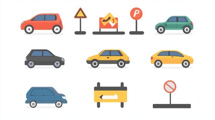 Naklejka premium Car parking icon set. Public parking and parking location symbol. No car parking sign - stock vector.