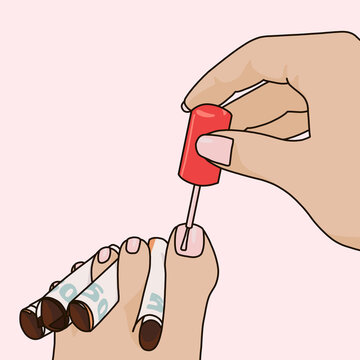 Pedicure Using Cash Bills as Toe Dividers