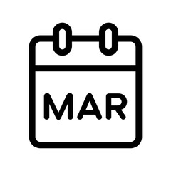 March icon with calendar page for month and date representation