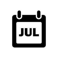 July icon with calendar page for month and date representation