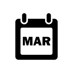 March icon with calendar page for month and date representation