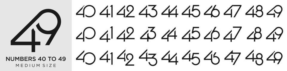 collection of creative number 40 to 49 logo designs. abstract number design vector illustration