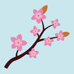 Elegant Cherry Blossom Branch Icon with Delicate Flowers.