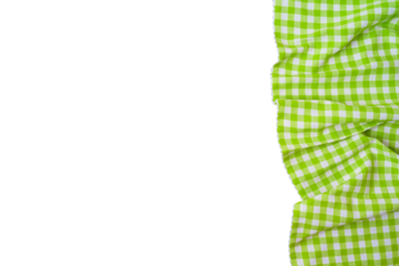 Green checked tablecloth isolated on transparent background
