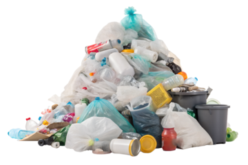 Mountains of waste in a recycling facility