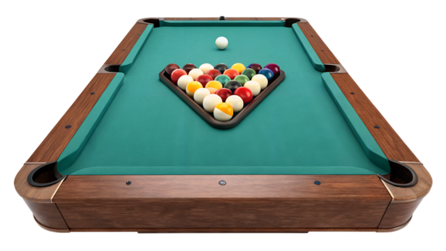 Billiard table set for a game