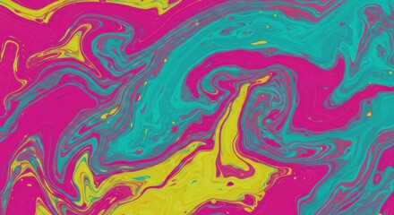 Abstract Swirls of Vibrant Hues: An abstract background featuring a mesmerizing swirl of bright pink, yellow, and teal paint, evoking a sense of energy and fluidity.  