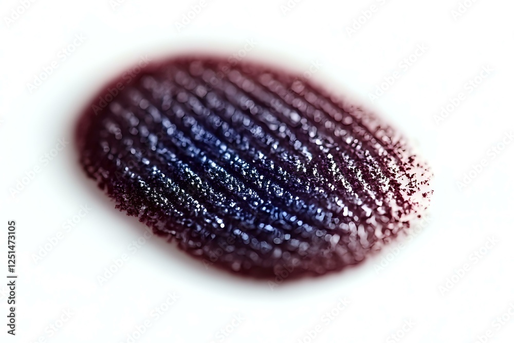 Poster close-up macro view of fingerprint pattern showing detailed ridges and swirls in dark red and blue t