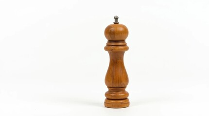 Rustic Wooden Salt Shaker on White Background