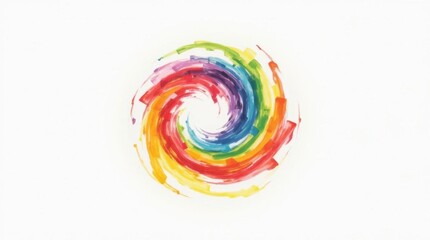 Abstract Rainbow Swirl on White Background