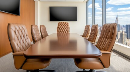 Fototapeta premium Modern Conference Room With City View
