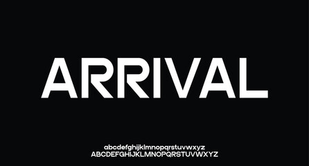 Arrival, Futuristic abstract modern techno font, abstract geometric sci fi bold display letter set, Future clean modern monospaced typeface
