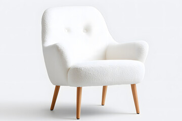 White soft comfortable armchair isolated on white background
