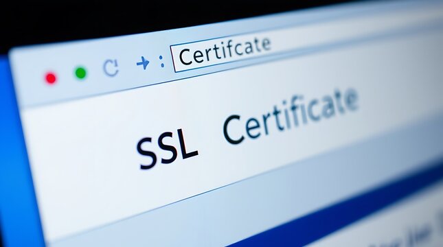 Close-Up of Browser Window with SSL Certificate &ndash; HTTPS Security Concept,  ssl lock, ssl padlock, website design, ssl badge, ssl shield,  SSL connection

