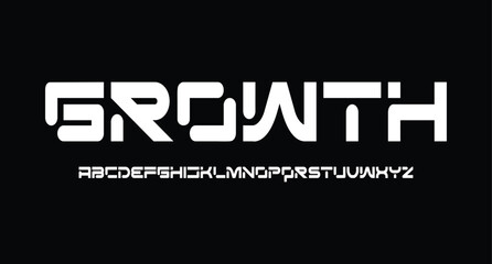 Growth, Futuristic abstract modern techno font, abstract geometric sci fi bold display letter set, Future clean modern monospaced typeface
