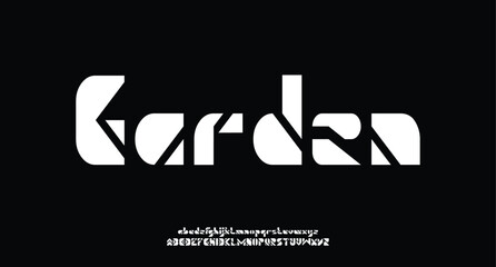 Garden, Futuristic abstract modern techno font, abstract geometric sci fi bold display letter set, Future clean modern monospaced typeface
