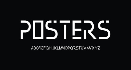 Poster, Futuristic abstract modern techno font, abstract geometric sci fi bold display letter set, Future clean modern monospaced typeface
