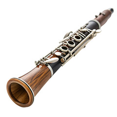 Naklejka premium Rare clarinet flute illustration isolated on white background.. Metallic musical instruments on white .