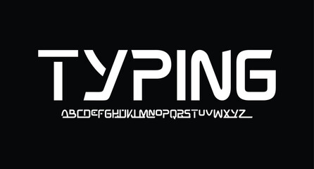 Typing, Futuristic abstract modern techno font, abstract geometric sci fi bold display letter set, Future clean modern monospaced typeface
