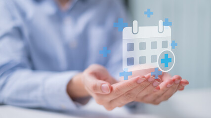 Professional medical worker doctor physician in white coat scrub calendar event appointment reminder concept