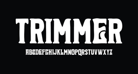 Trimmer, Futuristic abstract modern techno font, abstract geometric sci fi bold display letter set, Future clean modern monospaced typeface

