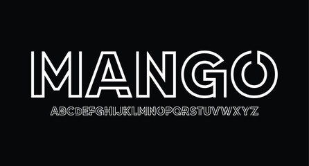 Mango, Futuristic abstract modern techno font, abstract geometric sci fi bold display letter set, Future clean modern monospaced typeface
