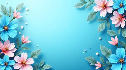 Obraz premium Spectacular floral arrangement against a serene blue backdrop.
