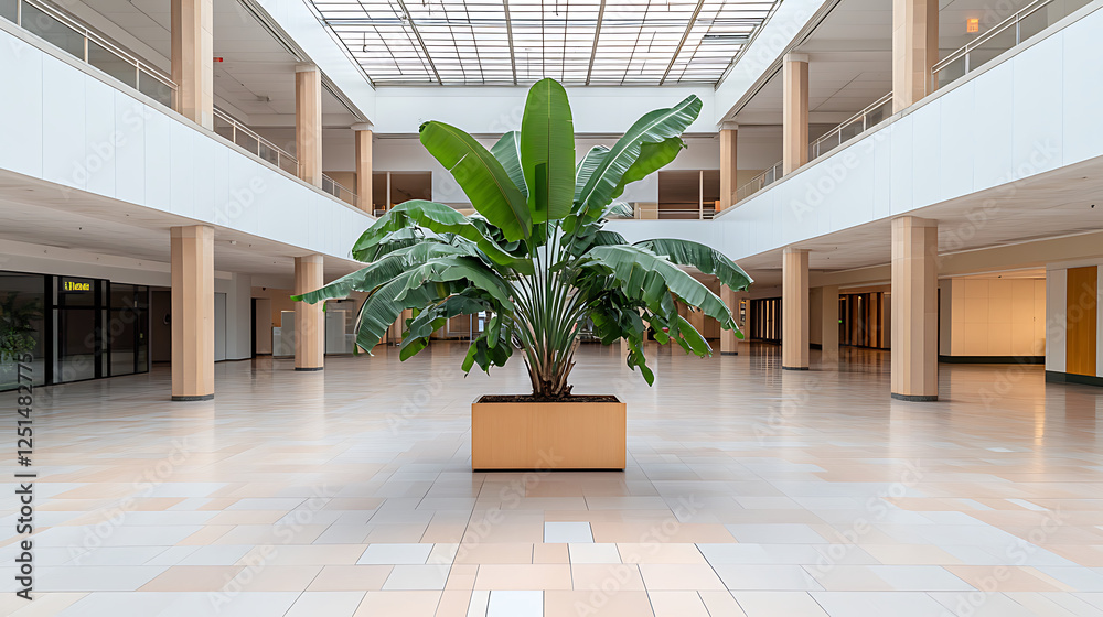 Wall mural A large open space with a large plant in the middle