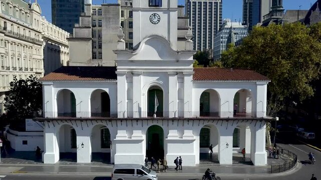 Aerial view of the Cabildo building, Buenos Aires, Argentina