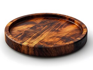 wooden plate featuring natural grain patterns on a clean white surface