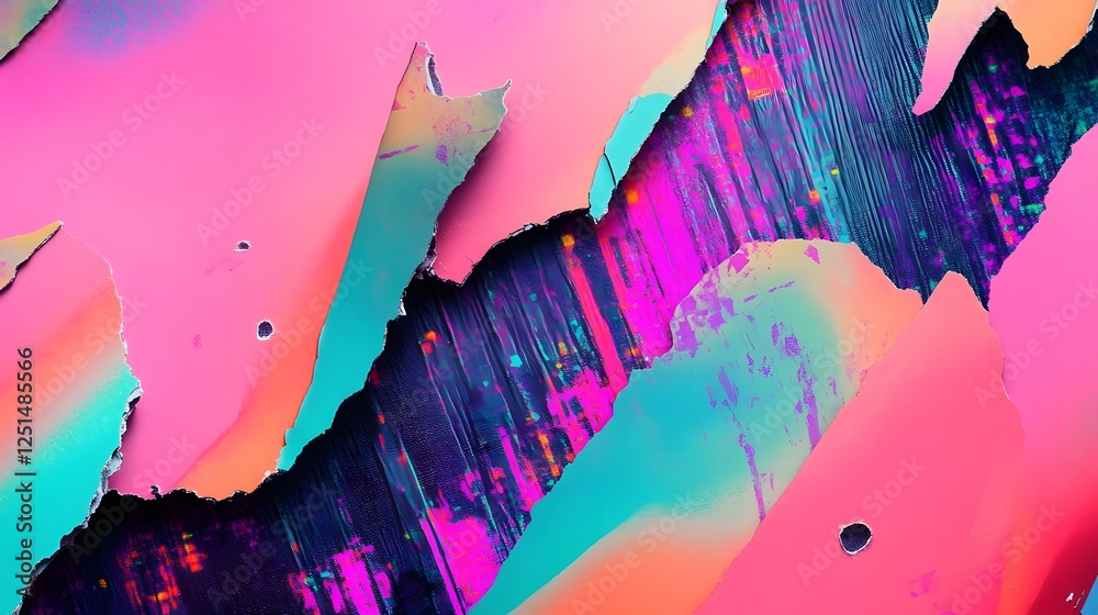 Fototapete abstract colorful fractal fluid glitch digital art surreal kaleidoscopic neon gradient shapes vibran