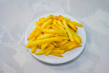 French fries Snack food crispy potato . Fast food or  snacks concept. Patates cips. Patates kizartmasi.