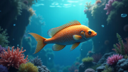 Naklejka premium tropical fish in aquarium