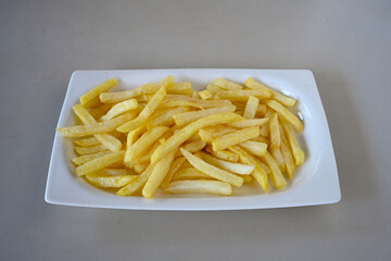 French fries Snack food crispy potato . Fast food or  snacks concept. Patates cips. Patates kizartmasi.
