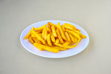 French fries Snack food crispy potato . Fast food or  snacks concept. Patates cips. Patates...