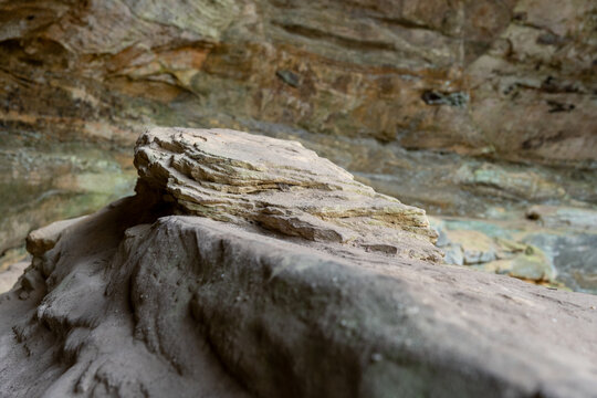 Rock outcropping in an overhang